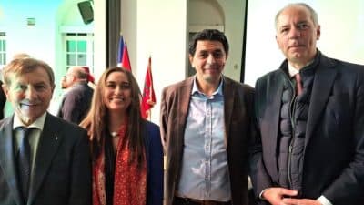Joaquim Pueyo, le maire d’Alençon, Myriem Taleb, la consule du Maroc, Hakim Miftah, de l’Union des mosquées de Normandie, et Sébastien Jallet, le préfet de l’Orne.